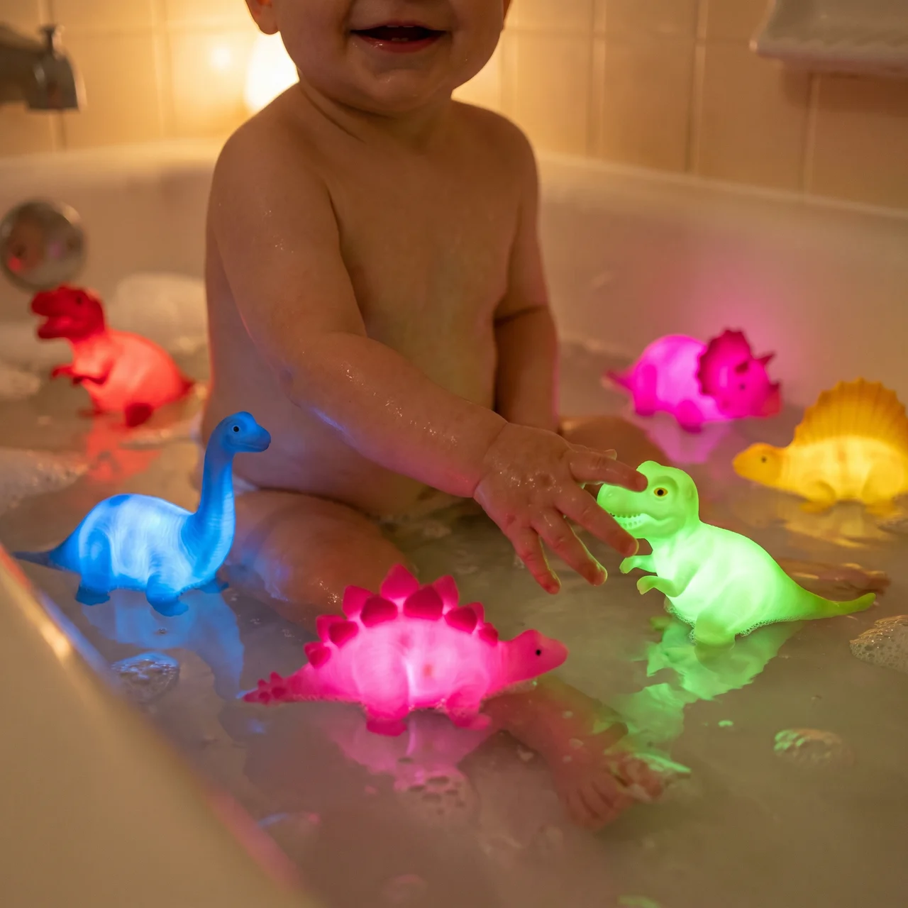 Zibblo Dinosaur Bath Toys 6-Pack — Water Squirt Toys for Toddlers