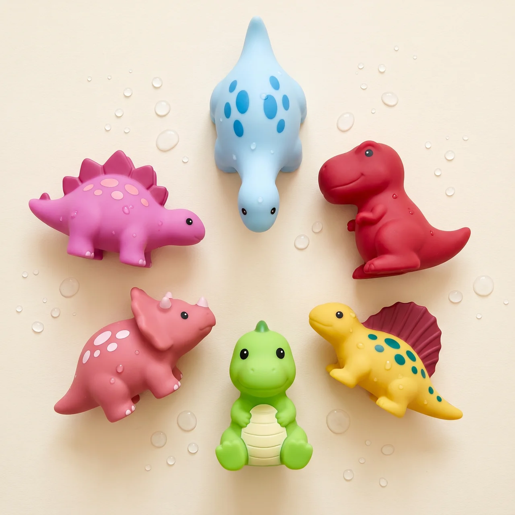 Zibblo Dinosaur Bath Toys 6-Pack — Water Squirt Toys for Toddlers