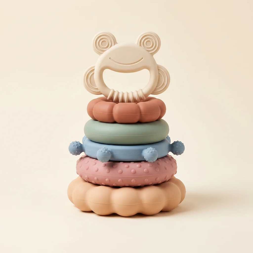 Zibblo Montessori Stacking & Teething Toy — Silicone Sensory Toy for Babies