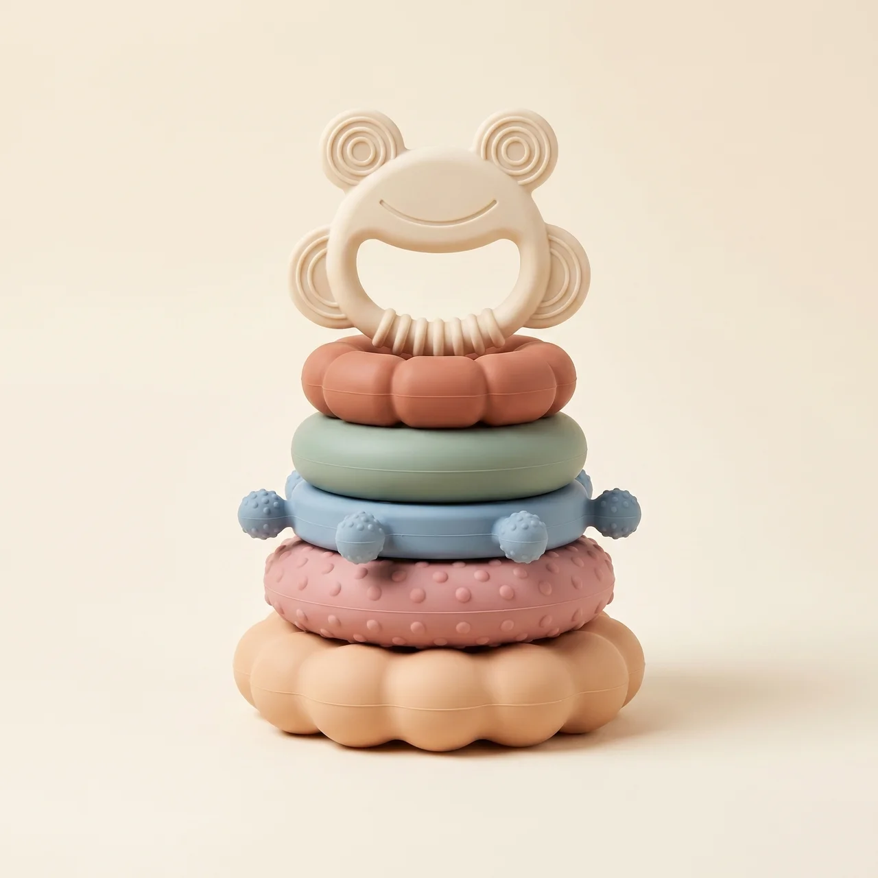 Zibblo Montessori Stacking & Teething Toy — Silicone Sensory Toy for Babies