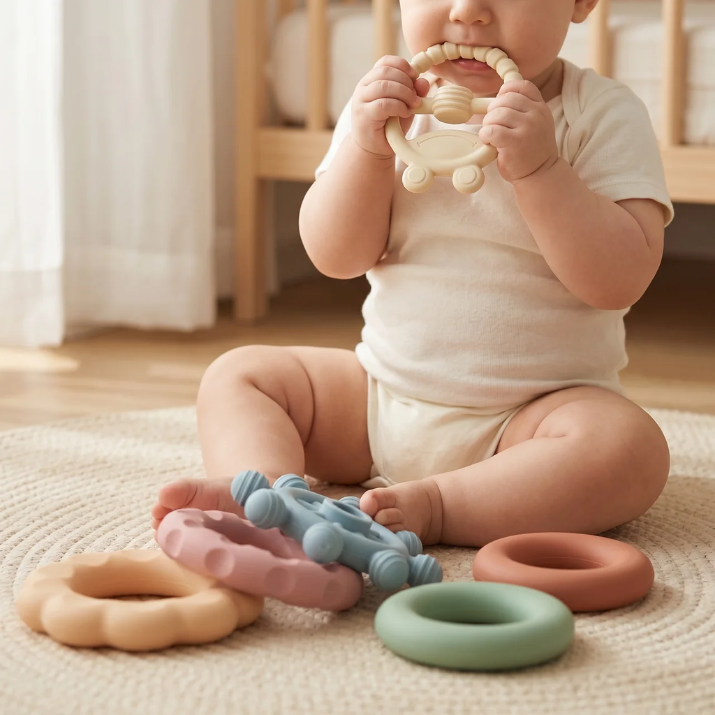 Zibblo Montessori Stacking & Teething Toy — Silicone Sensory Toy for Babies