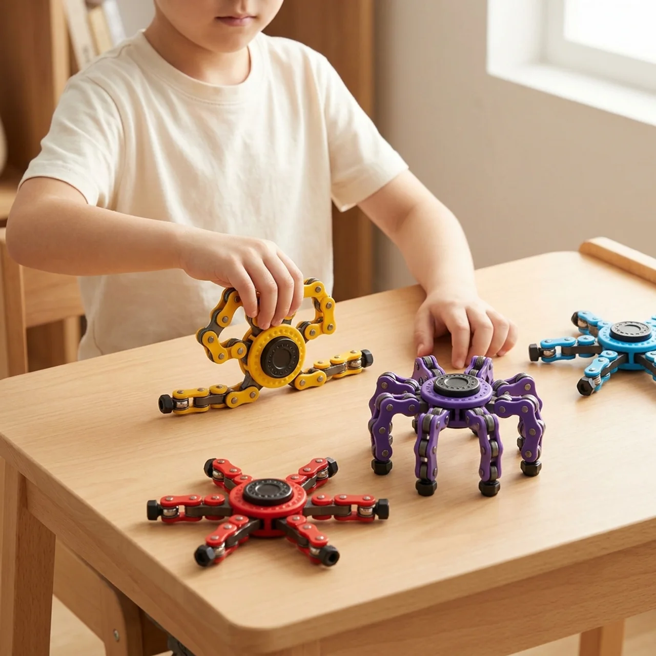 Zibblo Transformer Fidget Spinners 4-Pack — Sensory Stress Toy for Kids