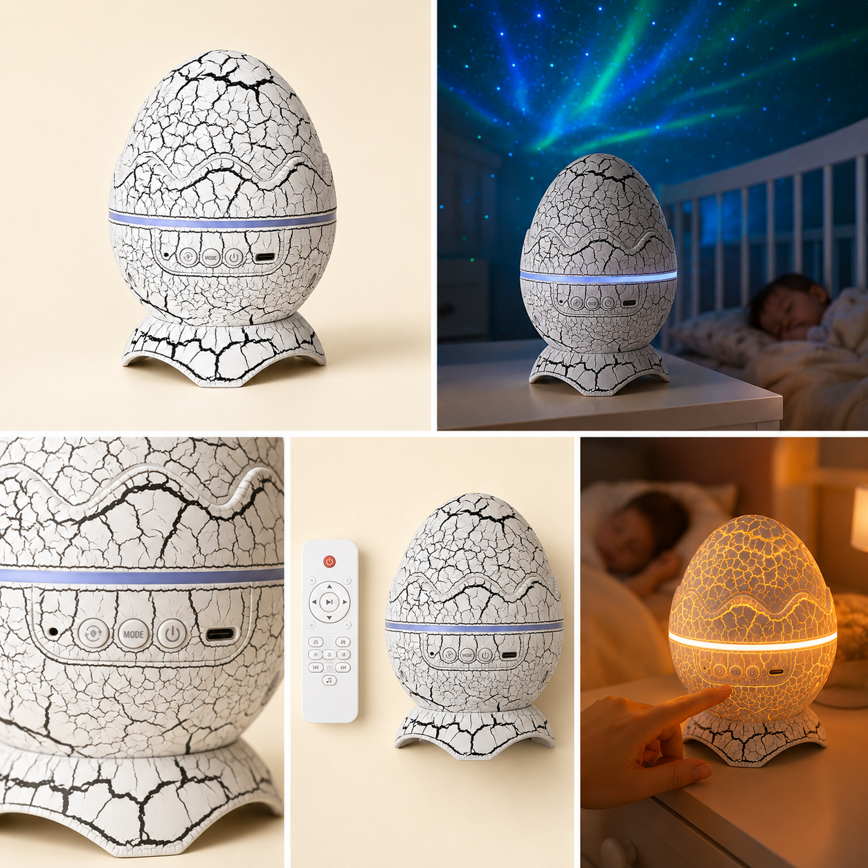 Zibblo Dinosaur Egg Galaxy Projector — Kids Night Light & Star Projector