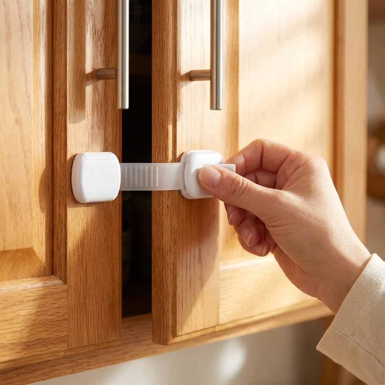 Zibblo Baby Safety Locks 10-Pack — Adhesive Cabinet & Drawer Locks, No Drill