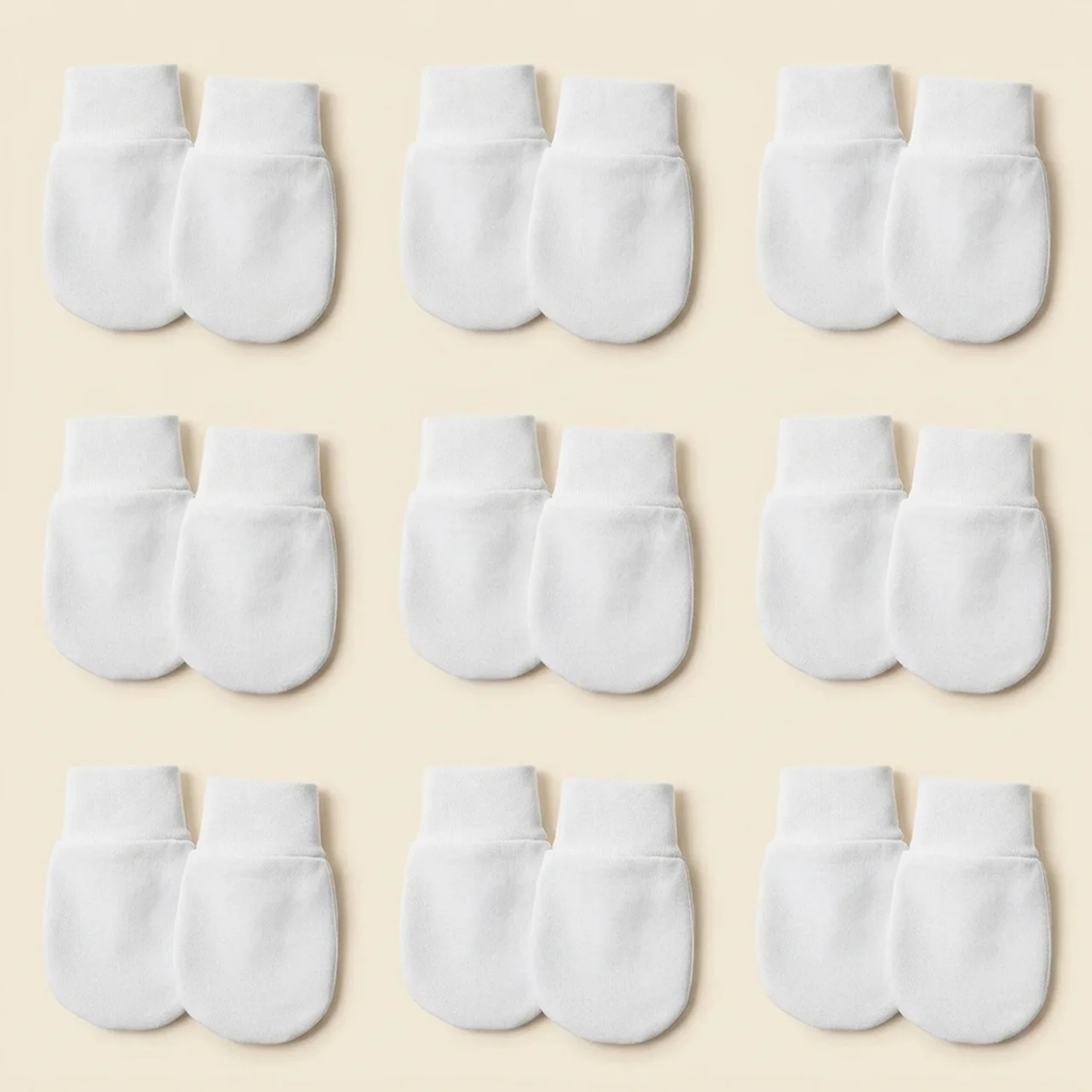 Zibblo No-Scratch Baby Mittens 6-Pack — Soft Cotton Mittens for Newborns