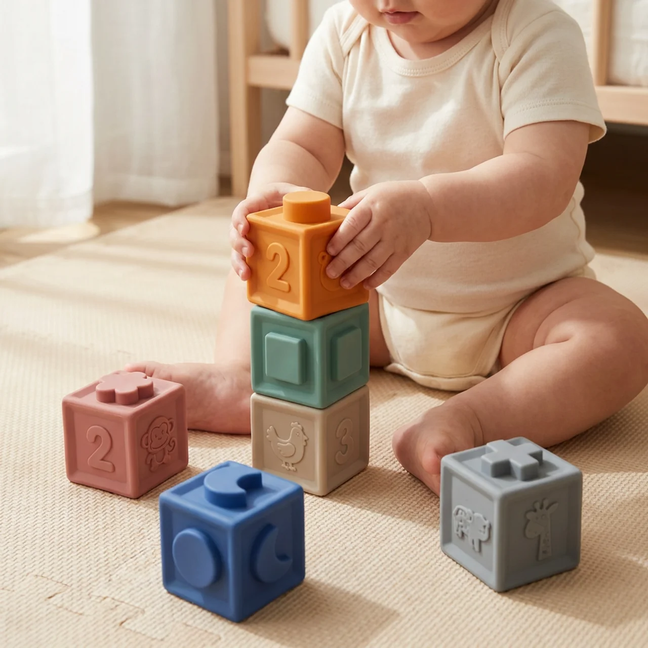 Zibblo Soft Building Blocks — Sensory Stacking Toy for Babies 6-12 Months