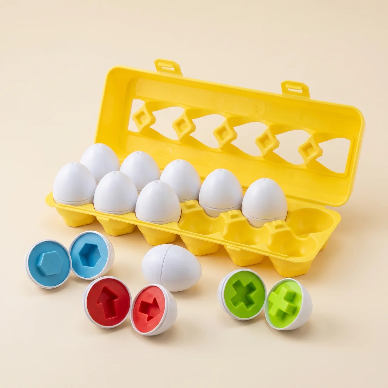 Zibblo Montessori Geometric Eggs — Shape Matching & Color Sorting Toy for Toddlers