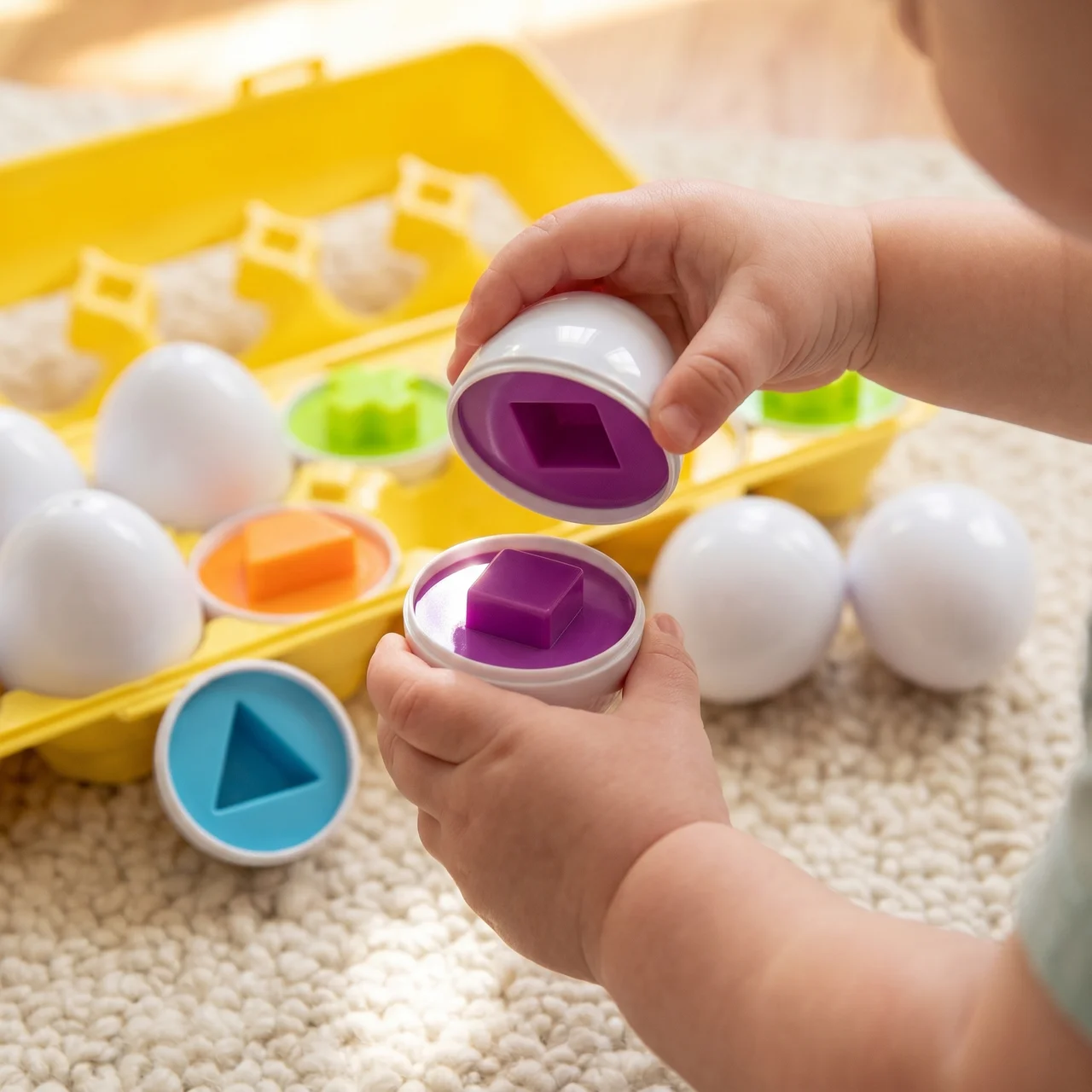 Zibblo Montessori Geometric Eggs — Shape Matching & Color Sorting Toy for Toddlers