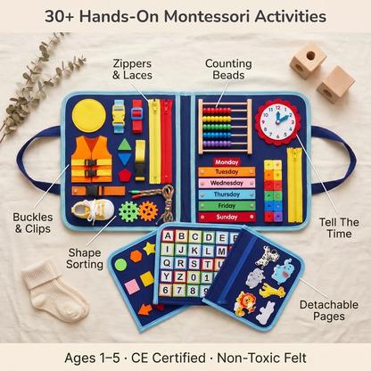 Zibblo Montessori Busy Board — Sensory & Fine Motor Learning Toy for Toddlers